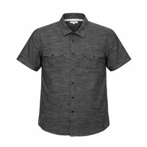 Frye & Co Shirt Mens XL Heathered Gray Pearl Snap Short Sleeve Flap Pocket